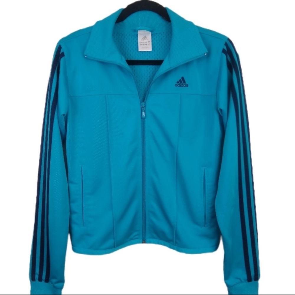 Adidas Track Jacket Full Zip Retro Turquoise Women’s Size Small